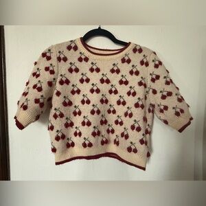 Cropped Knit Cherry Sweater